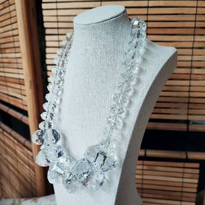 Joan Rivers Enormous Clear Faceted Graduated Heavy Beads Chunky Lucite Necklace